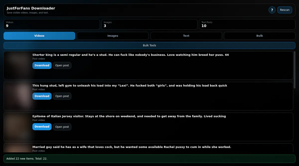 Justforfans Video Downloader browser extension screenshot 6